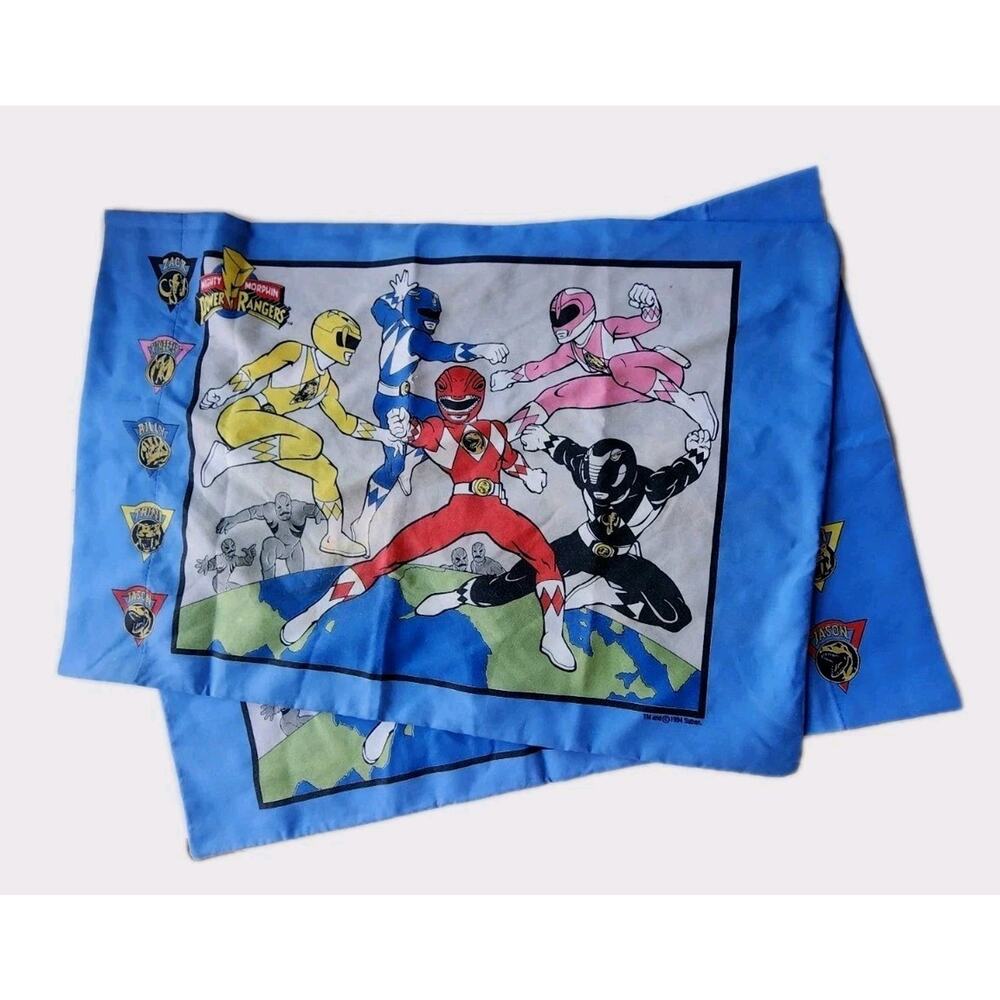 VINTAGE 1994 SABAN Mighty Morphin Power Rangers Pillow Cases Set Of 2